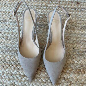 Ann Mashburn Kitten Heel Slingback in Pebble Suede, 37.5
